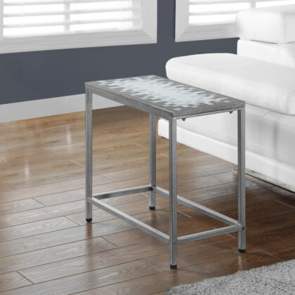 22" Gray And White Tile End Table