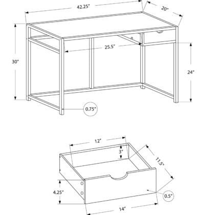 42" Gray and Dark Gray Computer Desk