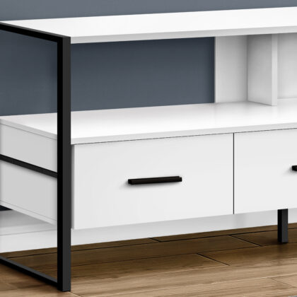 49" White Cabinet Enclosed Storage TV Stand