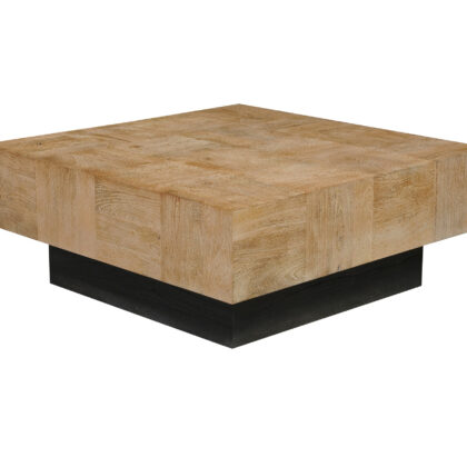 40" Brown And Black Solid Wood Square Coffee Table