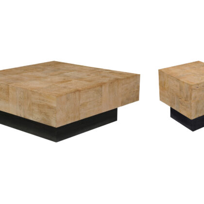40" Brown And Black Solid Wood Square Coffee Table