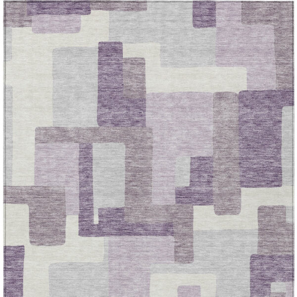 5' X 8' Lavender Purple And Ivory Abstract Washable Indoor Outdoor Area Rug