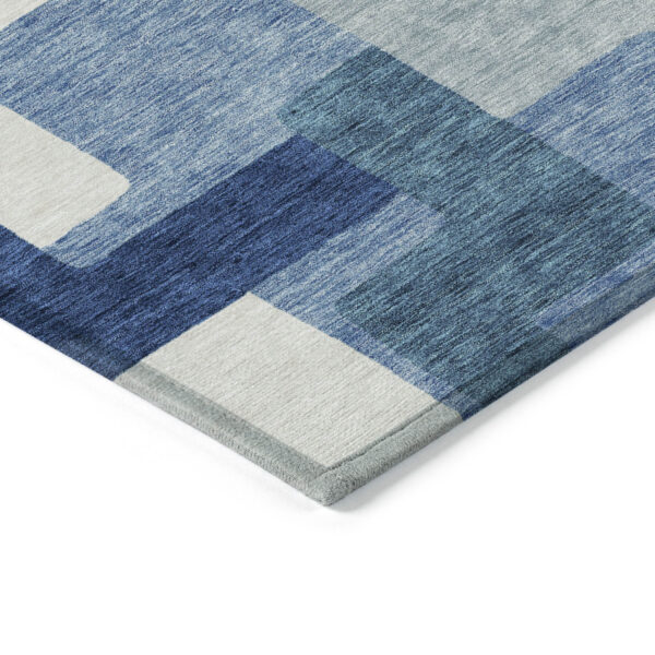 5' X 8' Navy Blue And Sky Blue Abstract Washable Indoor Outdoor Area Rug