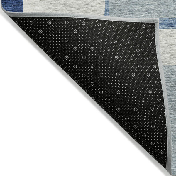 5' X 8' Navy Blue And Sky Blue Abstract Washable Indoor Outdoor Area Rug