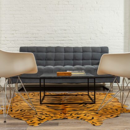 72" X 84" Tiger Chocolate On Natural Cowhide - Rug