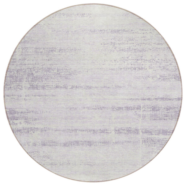 8' Lavender Purple And Ivory Round Abstract Washable Indoor Outdoor Area Rug