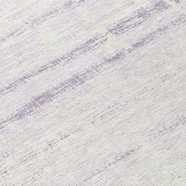 8' Lavender Purple And Ivory Round Abstract Washable Indoor Outdoor Area Rug