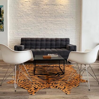 72" X 84" Tiger Chocolate On Natural Cowhide - Rug