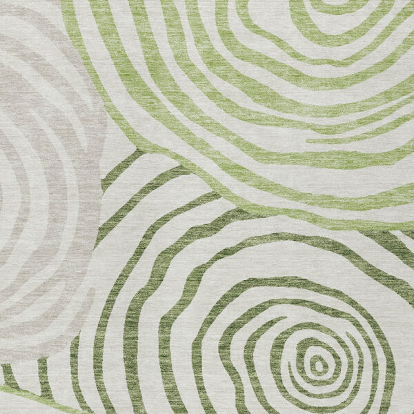 9' X 12' Artichoke Green And Fern Green Abstract Washable Indoor Outdoor Area Rug