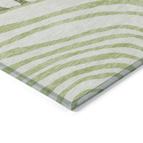 9' X 12' Artichoke Green And Fern Green Abstract Washable Indoor Outdoor Area Rug