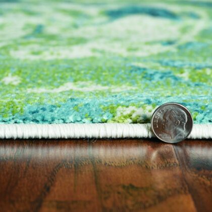 5' X 7' Teal Abstract Splash Indoor Area Rug