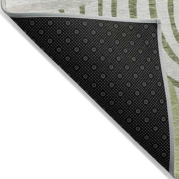 9' X 12' Artichoke Green And Fern Green Abstract Washable Indoor Outdoor Area Rug