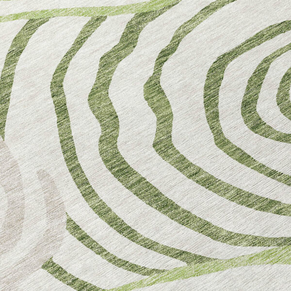 9' X 12' Artichoke Green And Fern Green Abstract Washable Indoor Outdoor Area Rug