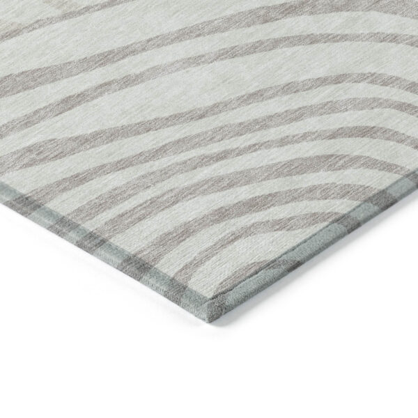 3' X 5' Ivory Beige And Khaki Abstract Washable Indoor Outdoor Area Rug