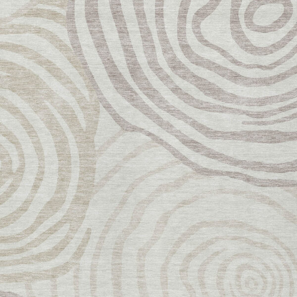 3' X 5' Ivory Beige And Khaki Abstract Washable Indoor Outdoor Area Rug