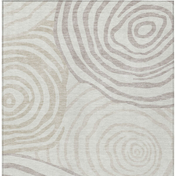 3' X 5' Ivory Beige And Khaki Abstract Washable Indoor Outdoor Area Rug