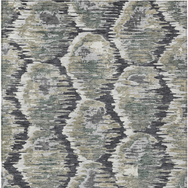 10' X 14' Charcoal Gray And Silver Abstract Washable Indoor Outdoor Area Rug