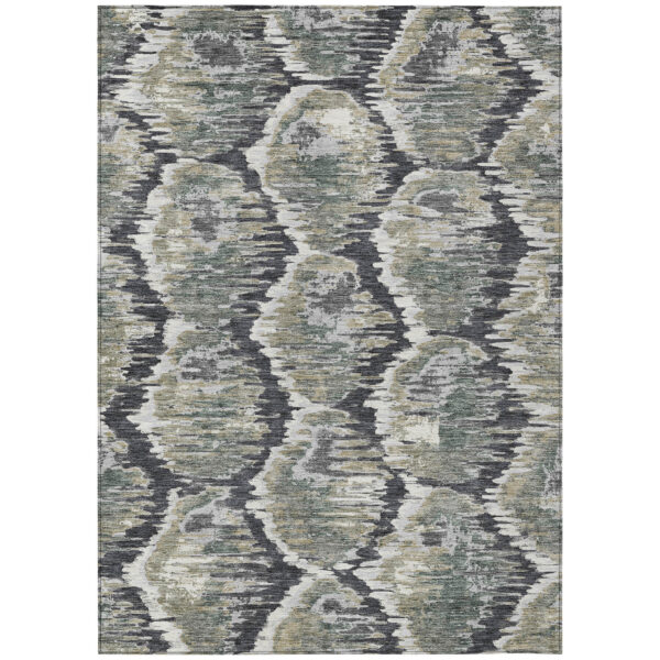 10' X 14' Charcoal Gray And Silver Abstract Washable Indoor Outdoor Area Rug