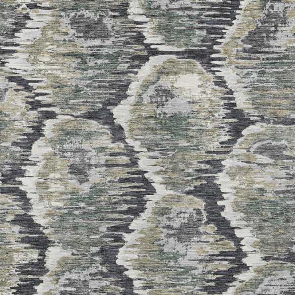 10' X 14' Charcoal Gray And Silver Abstract Washable Indoor Outdoor Area Rug
