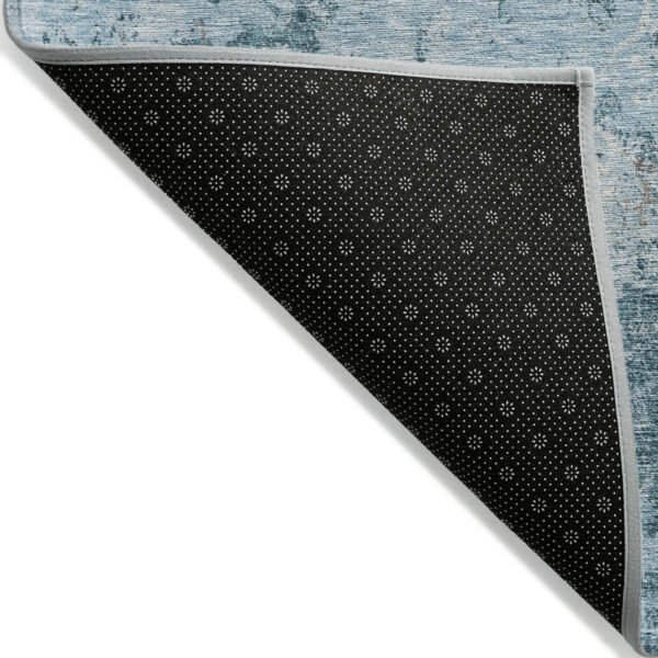 5' X 8' Teal Blue Aqua And Gray Floral Washable Indoor Outdoor Area Rug