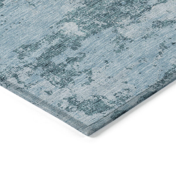 5' X 8' Teal Blue Aqua And Gray Floral Washable Indoor Outdoor Area Rug