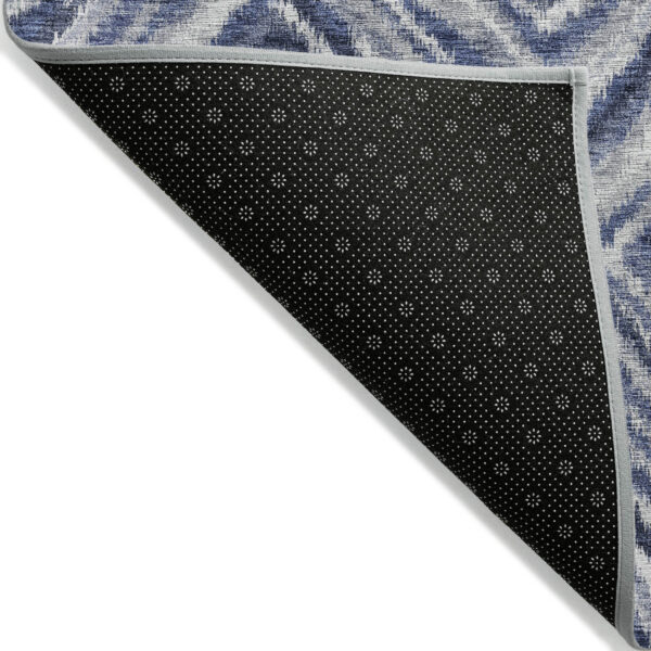 10' X 14' Navy Blue And Sky Blue Geometric Washable Indoor Outdoor Area Rug