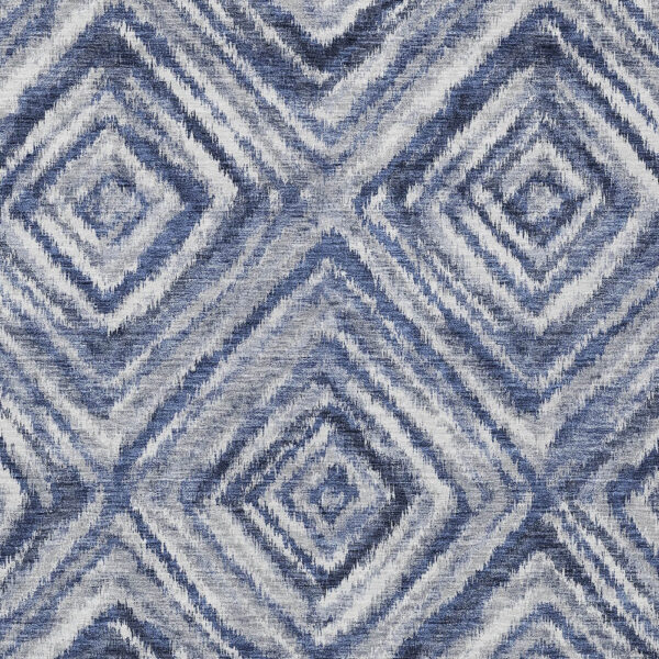 10' X 14' Navy Blue And Sky Blue Geometric Washable Indoor Outdoor Area Rug