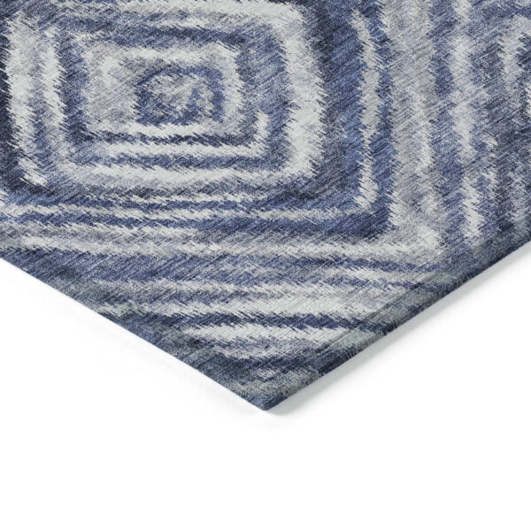 10' X 14' Navy Blue And Sky Blue Geometric Washable Indoor Outdoor Area Rug