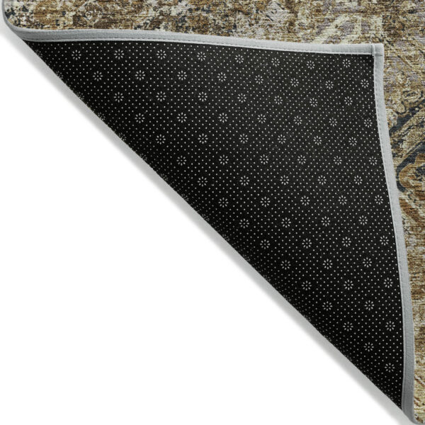3' X 5' Beige Brown And Copper Geometric Washable Indoor Outdoor Area Rug