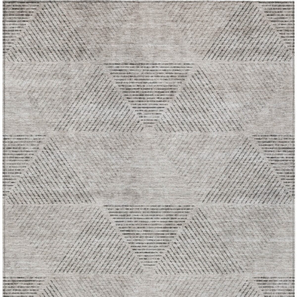 5' X 8' Taupe Brown And Ivory Geometric Washable Indoor Outdoor Area Rug