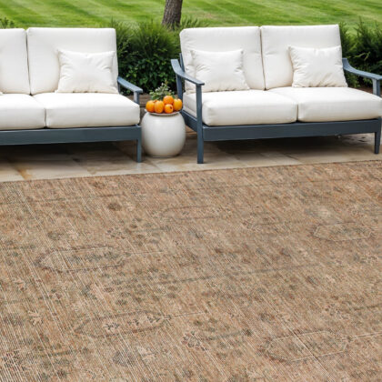 10' X 14' Terra Cotta And Copper Southwestern Washable Indoor Outdoor Area Rug