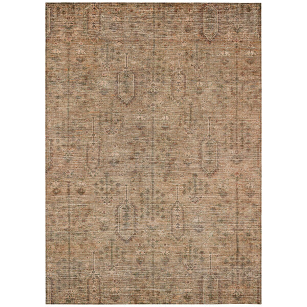 5' X 8' Terra Cotta And Copper Southwestern Washable Indoor Outdoor Area Rug