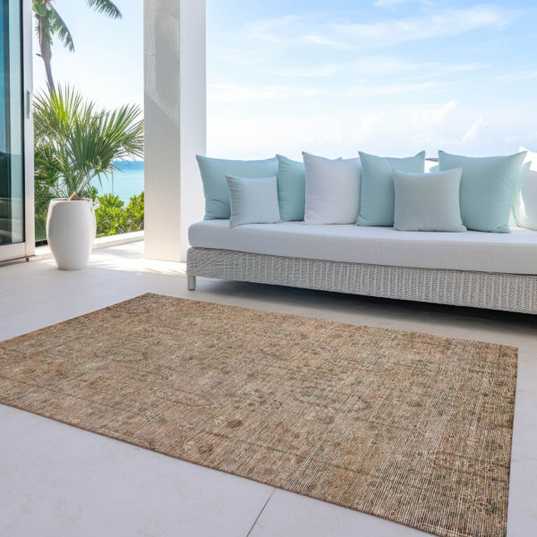 5' X 8' Terra Cotta And Copper Southwestern Washable Indoor Outdoor Area Rug