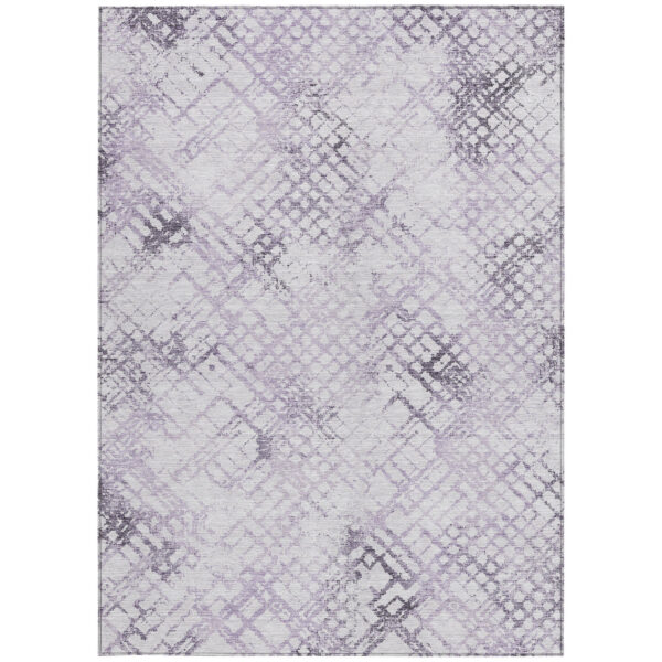 10' X 14' Purple Lavender And Silver Geometric Washable Indoor Outdoor Area Rug