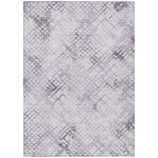 10' X 14' Purple Lavender And Silver Geometric Washable Indoor Outdoor Area Rug