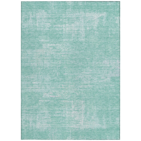 9' X 12' Turquoise And Teal Blue Abstract Washable Indoor Outdoor Area Rug