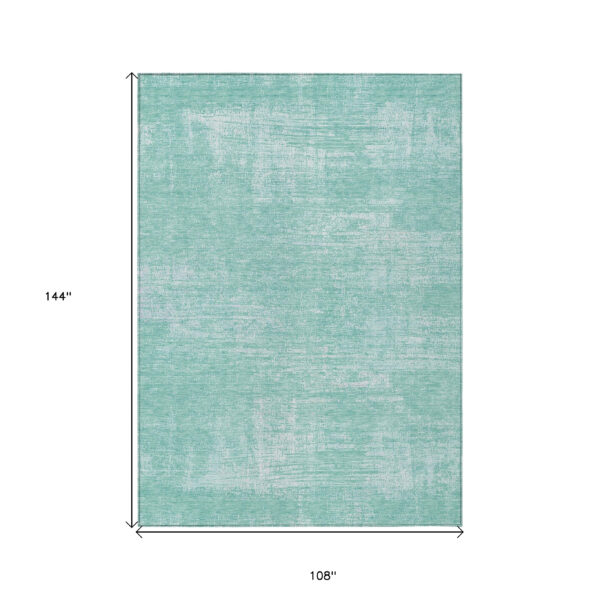 9' X 12' Turquoise And Teal Blue Abstract Washable Indoor Outdoor Area Rug
