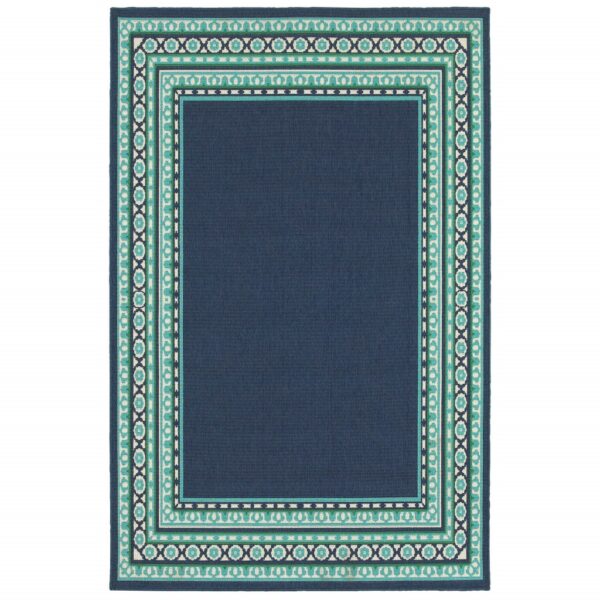 7' x 10' Blue and Green Indoor Outdoor Area Rug