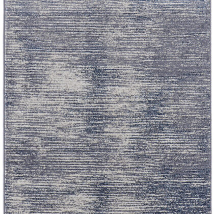 8' Blue Gray And Ivory Striped Power Loom Distressed Runner Rug