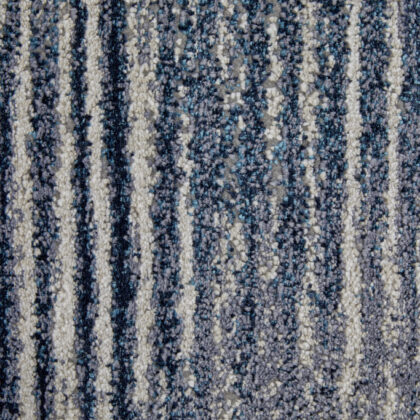 8' Blue Gray And Ivory Striped Power Loom Distressed Runner Rug
