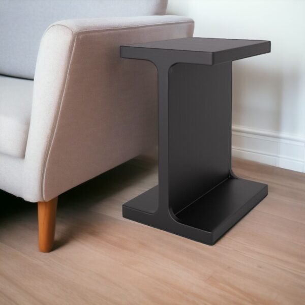 20" Black Solid Wood Pedestal End Table