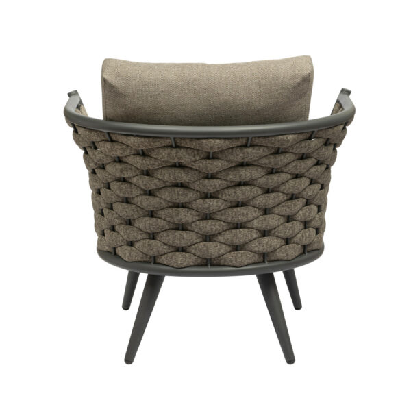 32" Taupe And Gray Woven Fabric And Aluminum Outdoor Accent Chair