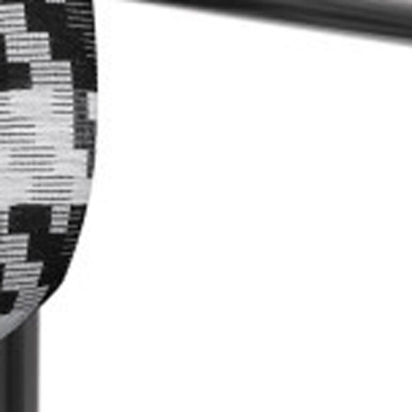29" Black And White And Black Upholstered Houndstooth Arm Chair