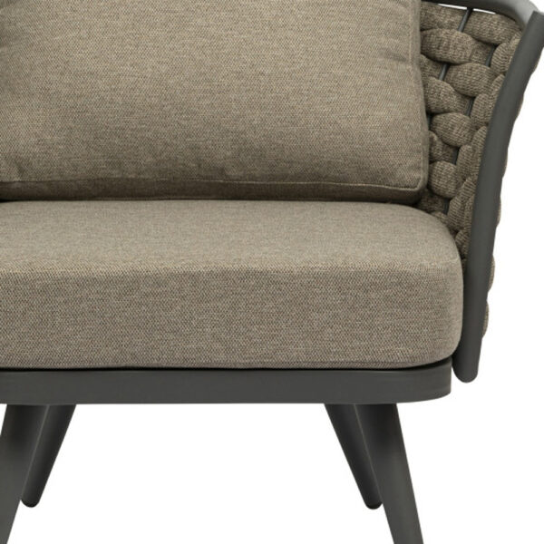 32" Taupe And Gray Woven Fabric And Aluminum Outdoor Accent Chair