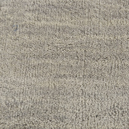 8' Gray And Ivory Round Wool Hand Woven Stain Resistant Area Rug