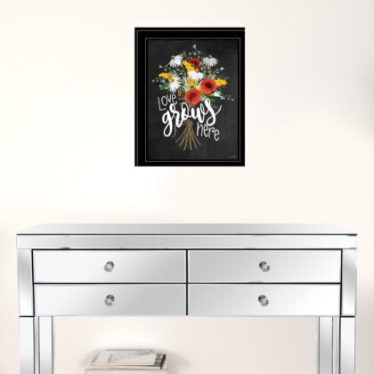 Love Grows Here 7 Black Framed Print Wall Art