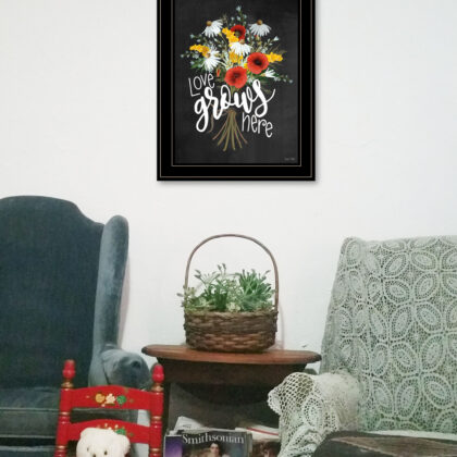Love Grows Here 7 Black Framed Print Wall Art
