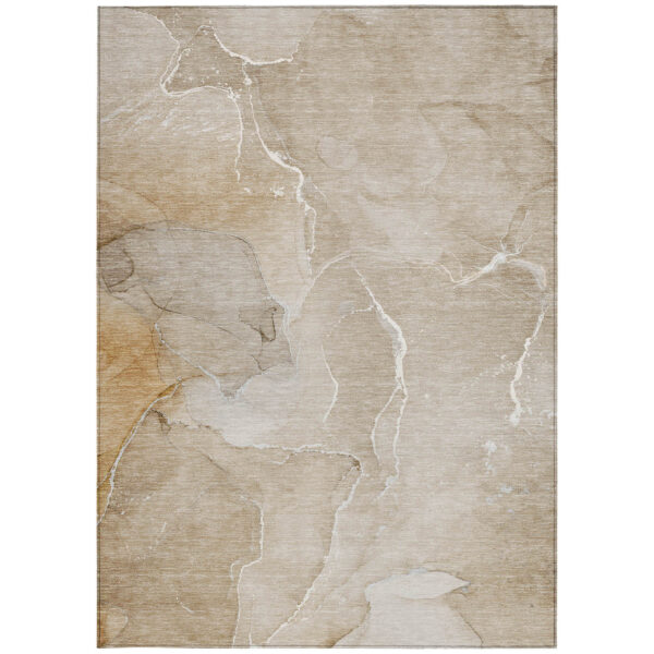 10' X 14' Beige Abstract Washable Non Skid Indoor Outdoor Area Rug