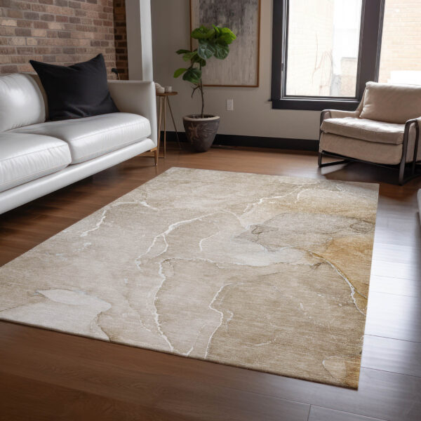 10' X 14' Beige Abstract Washable Non Skid Indoor Outdoor Area Rug