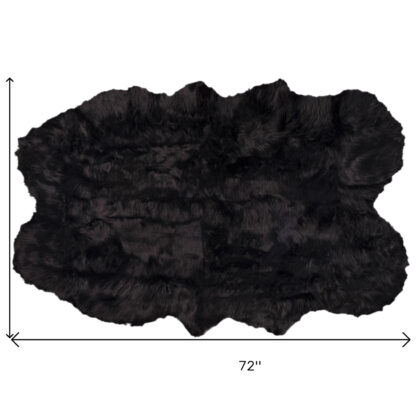 4' X 6' Black Faux Fur Washable Non Skid Area Rug